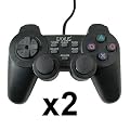 Eaxus-Lot de 2 Manettes pour Sony Playstation 2 - PS2 - Analogique et Vibrante - Noire