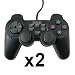 Eaxus-Lot de 2 Manettes pour Sony Playstation 2 - PS2 - Analogique et Vibrante - Noire