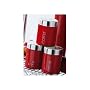 NEW RETRO RED ENAMEL TEA/COFFEE/SUGAR CANISTER SET