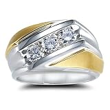 14k Two Tone Channel Set Men's Ring (H/I1, 1ct. tw.)