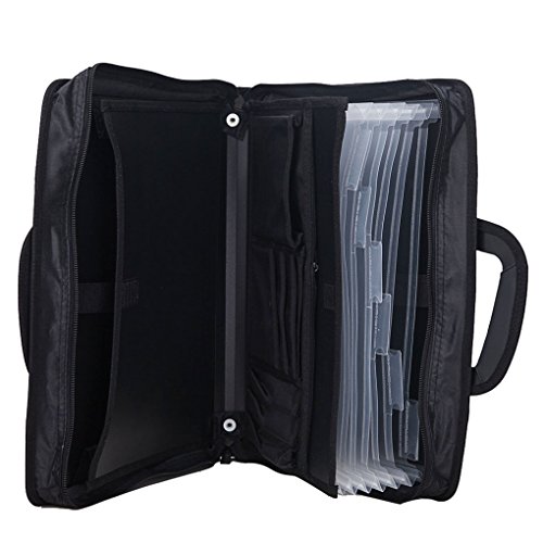 Business Portfolio Padfolio Briefcase for Laptop Document Receipt Note Storage Organizer Large Foldable Expandable File Folder Project Tablet A4 Paper Carrying Case Holder With Handles