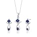 Sterling Silver Multishape Sapphire Pendant Earrings and 18 inch Necklace Set