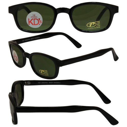Original KD's Biker Motorcycle Sunglasses Dark Green Lenses