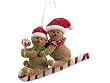 8" Gingerbread Kisses Cookie Couple on Candy Cane Christmas Ornament