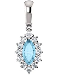 Platinum 8.00x4.00mm Marquise Cut Aquamarine and Diamond Pendant -- LIFETIME WARRANTY