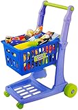 23" Deluxe Mini Shopping Cart with Grocery Food Toy Playset for Kids (76 pcs)
