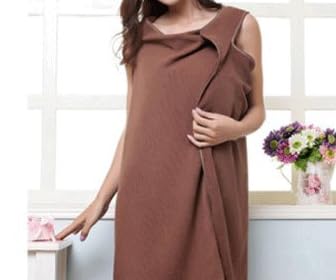 着るバスタオル ラップタオル　タオルワンピース　巻きバスタオル バスローブ (ブラウン)