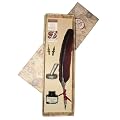 Kalligraphie - Geschenk - Set mit echter G�nsefeder in bordeaux