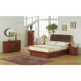 Angela Queen or Full Size Platform Bed with Storage Drawers & Leather Headboard Angela Bedroom Collection