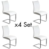 Schwingstuhl ALADINO Set mit 4 Stühlen chrom/weiß