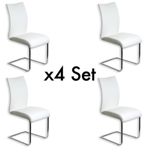 Schwingstuhl ALADINO Set mit 4 Stühlen chrom/weiß