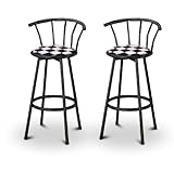 2 Nascar Checker Fabric Black Swivel barstools