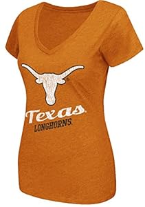 Ladies Texas Longhorns Burnt Orange Tabloid V-Neck Tee Shirt by Colosseum (S=4-6)