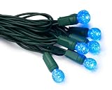 GKI/Bethlehem Lighting 35-Light Faceted Berry LED Light Set, Blue Bulbs, Green Wire