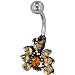 pug47  - Belly Navel Rings Smoky Orange Austrian Crystal Droplet