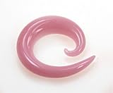 SOLID SPIRAL GLASS PLUGS WITH PINK 0g - Sold Individually