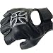 IRON CROSS 2 FINGERLESS LEATHER BIKER CHOPPER GLOVES LARGE