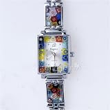Pugster Stylish Square Blue Flower Encircled Murano Millefiori Watch Wrist by Pugster