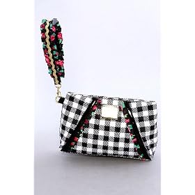 Betsey Johnson The Wristlet in Black Rosey Ruffles,Bags (Handbags/Totes) for Women