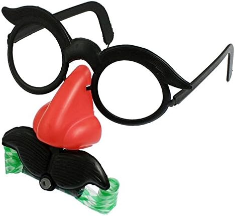 Ookamiwolf Funny Clown Glasses Costume Ball Round Frame Red Nose w/Whistle Mustache