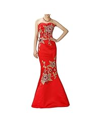 Strapless Mermaid Satin Embroidered Sequined Evening Dress/Prom Dress/Party Dress 