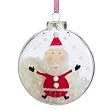 Juggling Snowballs Santa Claus Glass Disk Ornament