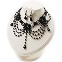 Black Gothic Costume Choker Necklace And Earring Set