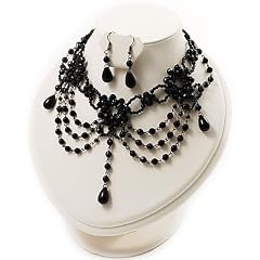 Schwarzes Gothic-Choker- und Ohrring-Set