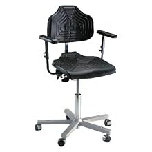 Milagon Brio 12 Series WSP1220 Polyurethane Foam Seat on Cast Aluminum Star Base Chair with Self-Braking Casters, Low Profile, 17"-24" Adjustment Height