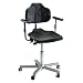 Milagon Brio 12 Series WSP1220 Polyurethane Foam Seat on Cast Aluminum Star Base Chair with Self-Braking Casters, Low Profile, 17"-24" Adjustment Height