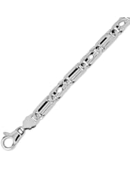 14K Solid White Gold Tiger Eye Fancy Chain Bracelet 6.5mm (1/4 in.) - 8 in.