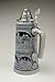 Beer Stein by King - Old Heritage CoA and Landmarks Relief Stone Grey German Beer Stein .75l Limited