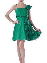 Girls Short One Shoulder Chiffon Homecoming Dress/Bridesmaid Dress/Prom Dress/Party Dress 