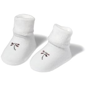 Jefferies Socks Seamless Organic Dragonfly Applique Bootie Gift Set, White, 1-3 Months