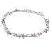 Sterling Silver Rhodium Plated Bracelet w/ Oval Shape CZ Stones, Pink