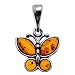 Certified Genuine Honey Amber and Sterling Silver Butterfly Pendant