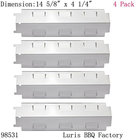 Luris BBQ 98531(4-pack) Stainless Steel Heat Plate Replacement for Select Gas Grill Models By Charbroil, Kenmore, Grill King and Others