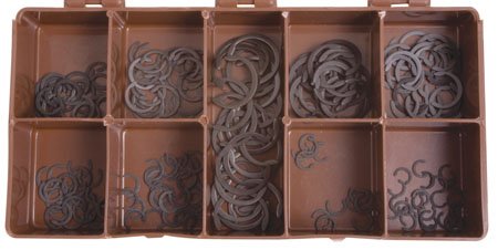 Contents - MK-C-21 thru MK-C-75, 225 Pieces, Inch - Bright Zinc, C-Clip Asst., Retaining Rings
