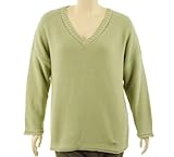 IMAGE OF Sutton Studio Cotton V-Neck Sweater Thyme 2X