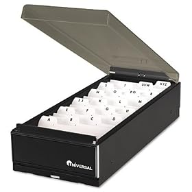 UNITED FACILITY SUPPLY High-Capacity Business Card File, Metal/Plastic, Black/Smoke, 4 1/4x8 1/4x2 1/2