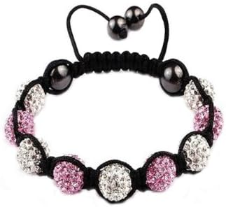 White and Pink Color Clay 10 Mm Czech Swarovski Crystal Cz Disco Ball Bracelets Jewelry + Gift Box