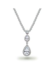 Bling Jewelry Silver Double Cz Teardrop Bridal Necklace by 