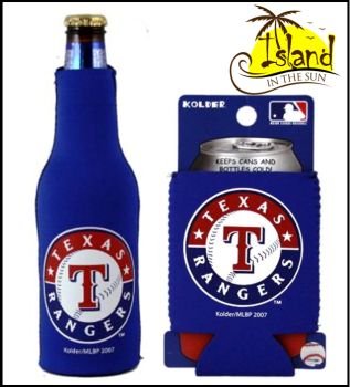 SET OF 2 TEXAS RANGERS MLB CAN & BOTTLE KOOZIE COOLER