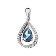 14K White Gold London Blue Topaz and Diamond Pendant