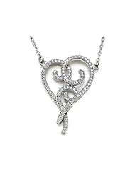 Zoe R (tm) Sterling Silver Micro Pave Hand Set Cubic Zirconia (CZ) Heart Pendant