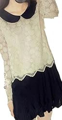 Sheath Pleated Lace Tiered Chiffon Long Sleeves Above the Knee Mini Dress 