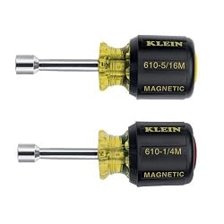 Klein Tools 610M 1/4 and 5/16 Magnetic Tip Nut Driver Set, 1-1/2" Hollow Shanks