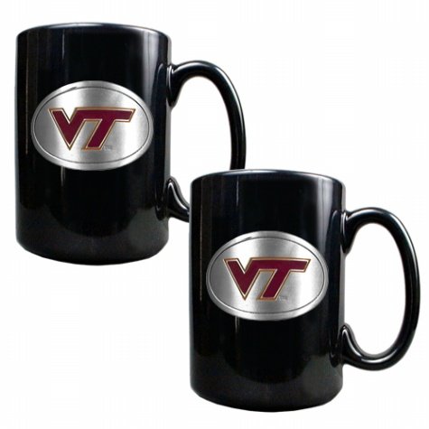 NCAA Virginia Tech Hokies Two Piece Black Ceramic Mug Set