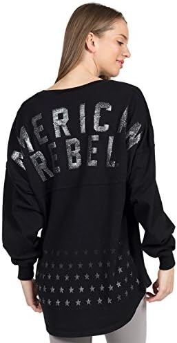American Rebel Women's Long Sleeve V-Neck Spirit Jersey® Black-LRG-front-print-None--