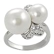 Silvertone Cubic Zirconia Faux Pearl Ring